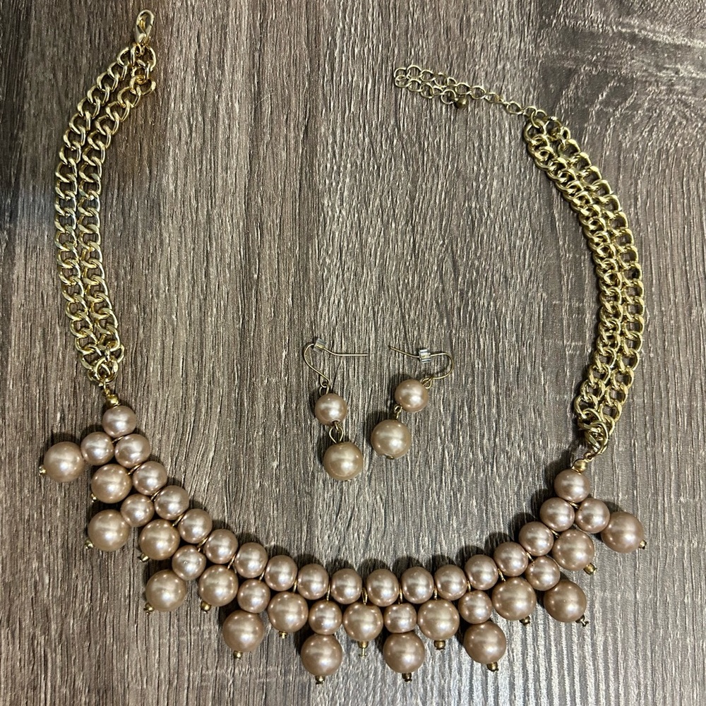 Rose gold earring/necklace set